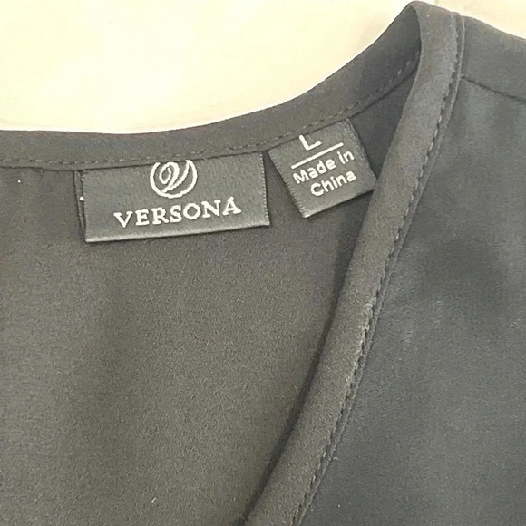 Versona loose fitting sleeveless top, black with fall color floral detail at hem - Picture 7 of 13